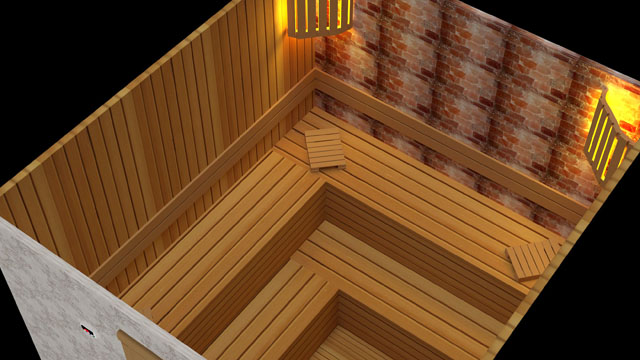 tuz odası ve sauna kombinasyonu